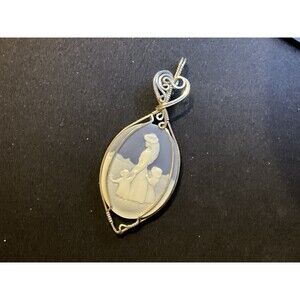 Vintage Sterling Silver Carved Shell Cameo, Filigree Heart Pendant
